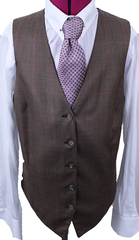 Vest LeCheval Brown with Rose Windowpane