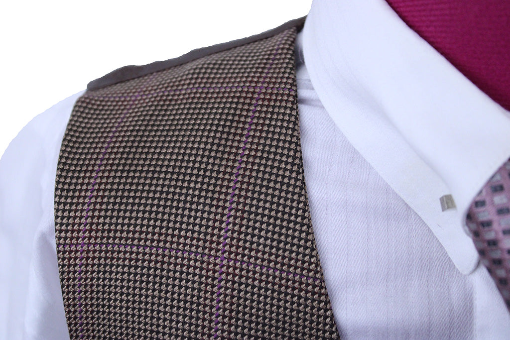 Vest LeCheval Brown with Rose Windowpane