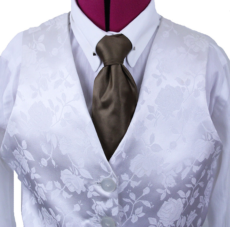 Vest Custom White Floral Paisley Brocade