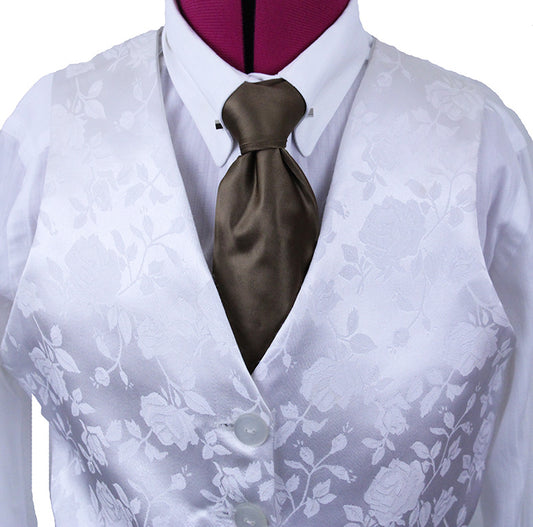 Vest Custom White Floral Paisley Brocade