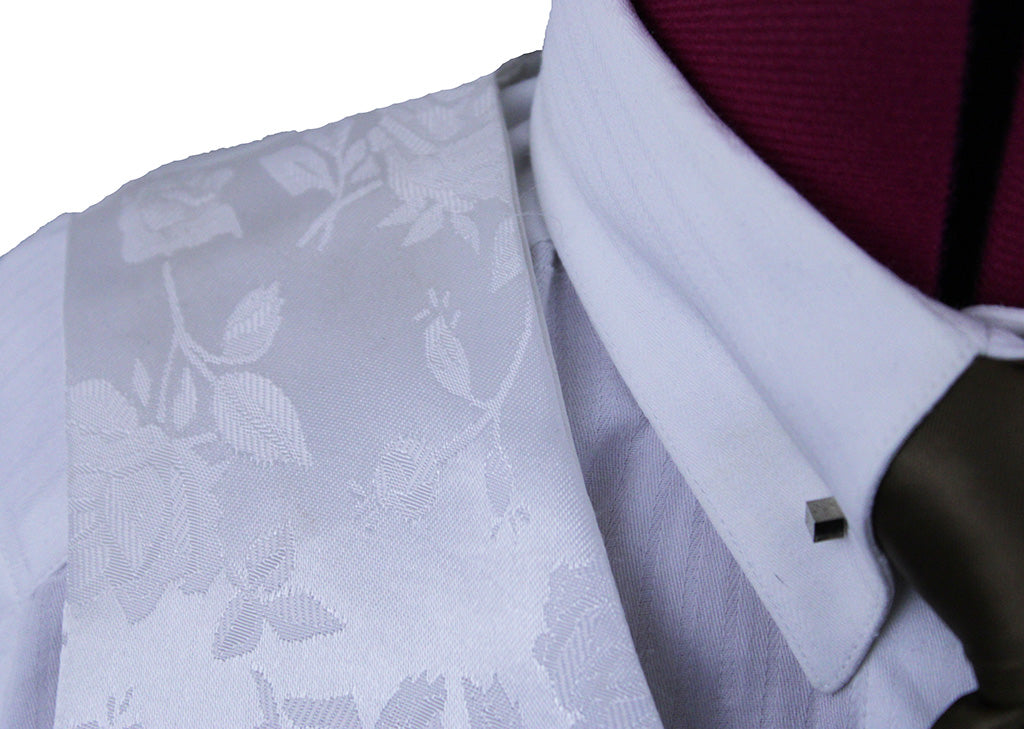 Vest Custom White Floral Paisley Brocade