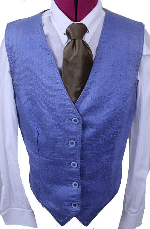 Vest Custom Reversible Blue and Champagne Geometric
