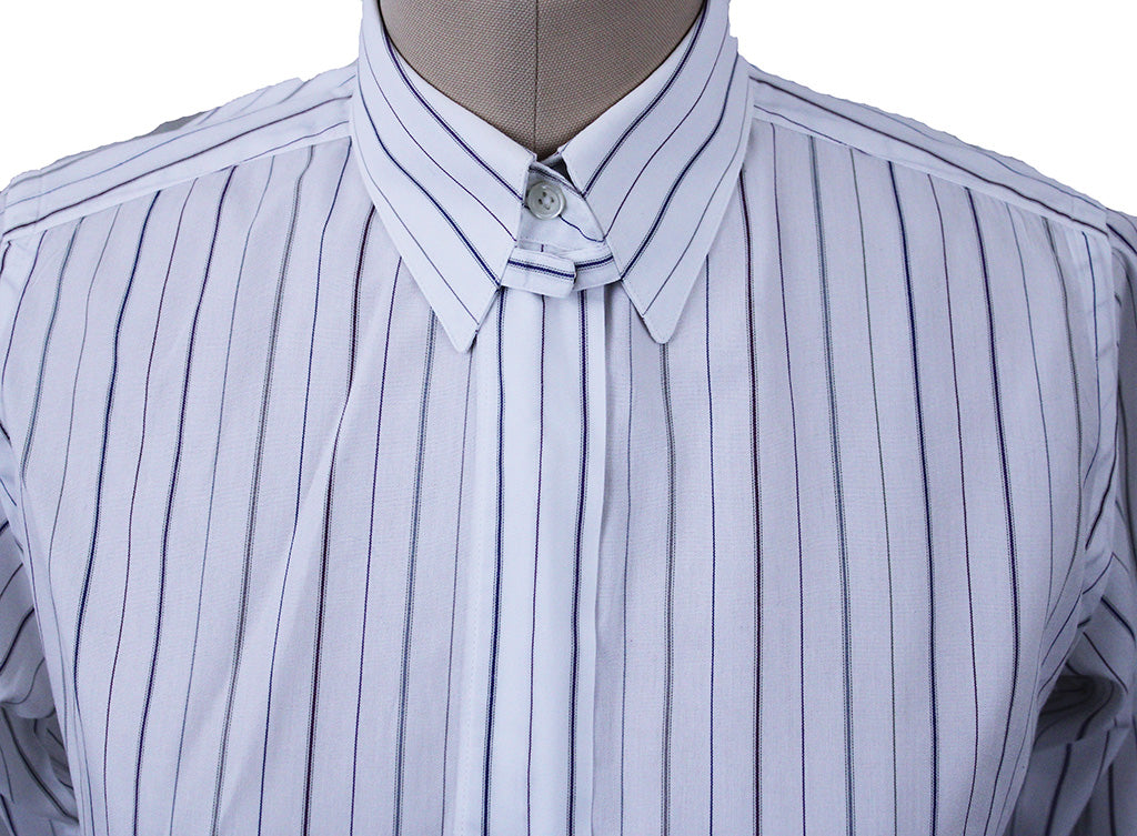 Shirt Chavez White with Silver and Maroon Stripe