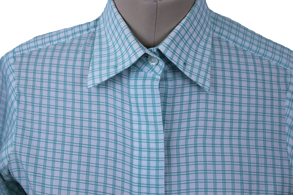 Shirt Issued By Ellie May White with Green Box Check