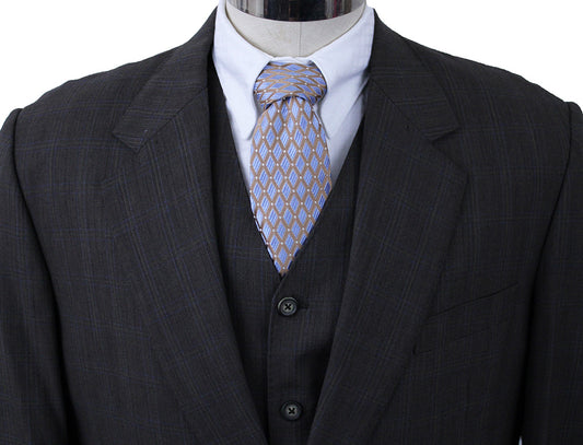 Men's Suit Custom Brown with Blue and Gold Windowpane