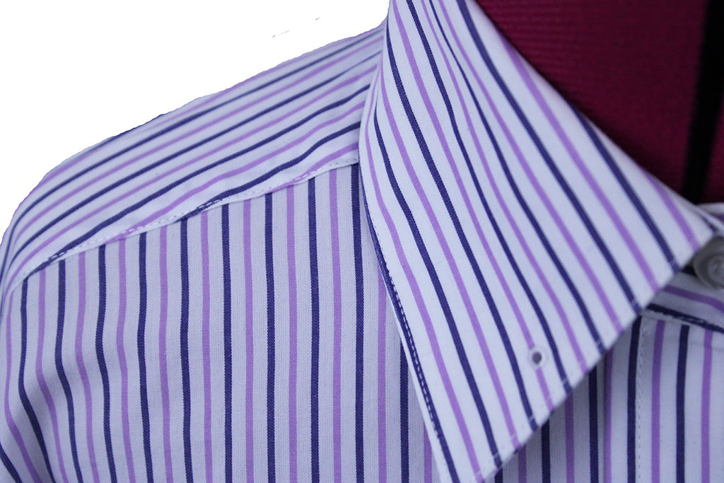 Shirt Becker Brothers White with Purple Stripe