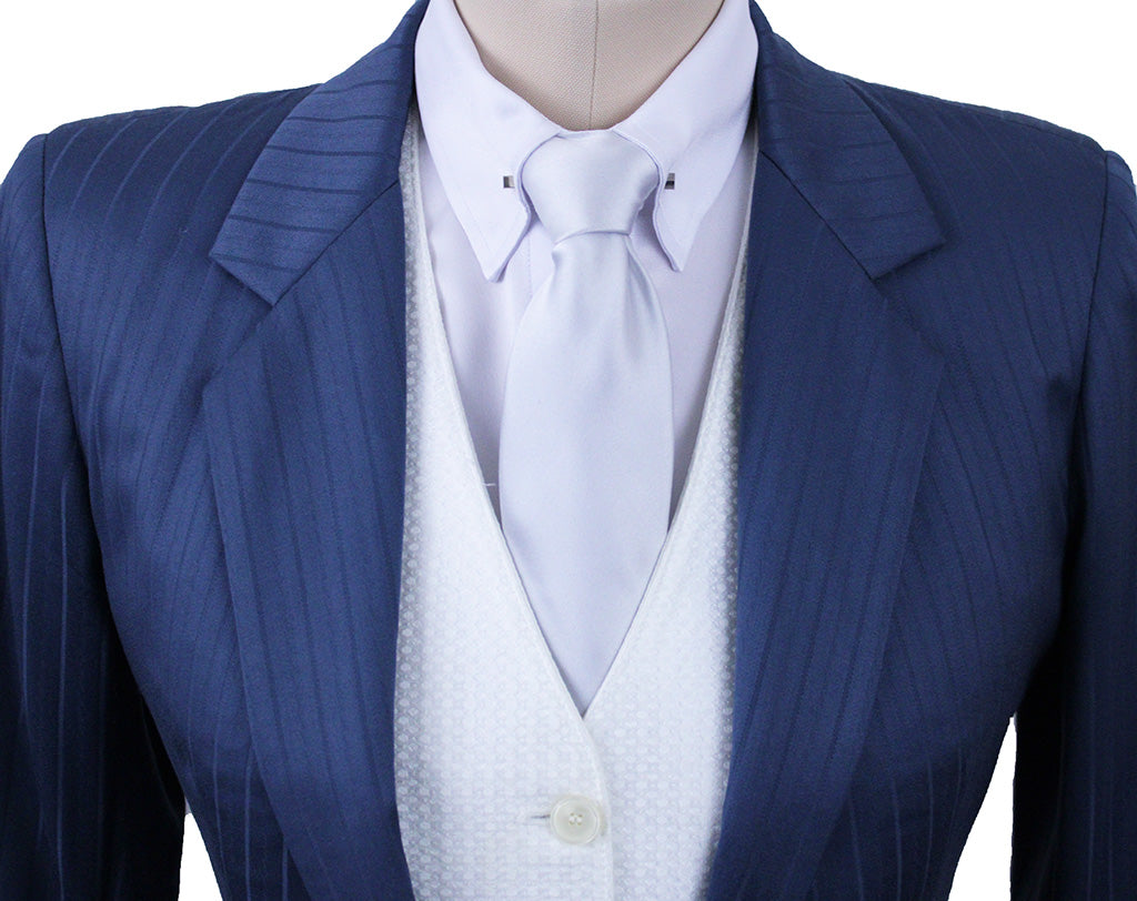Day Suit Becker Brothers Slate Blue Pinstripe Sheen