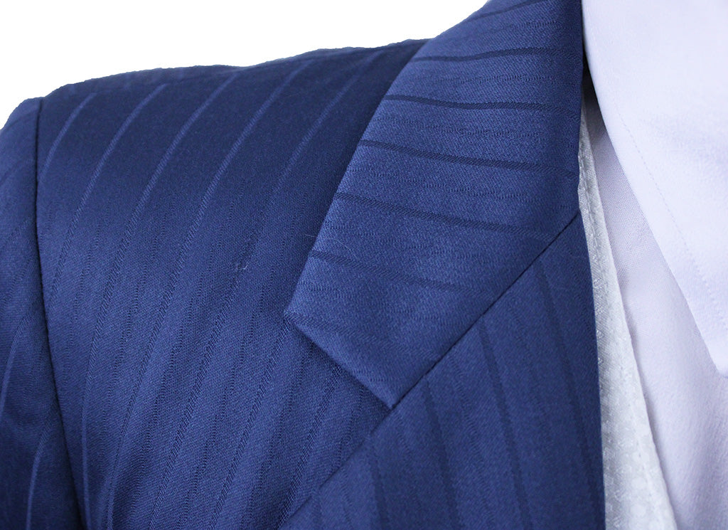 Day Suit Becker Brothers Slate Blue Pinstripe Sheen