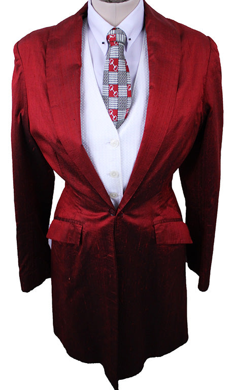 Day Coat Sophistigaited Fashions Red Duponi Silk