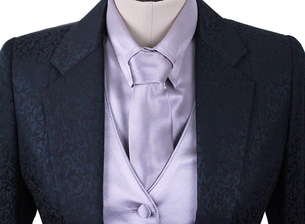 Day Coat Show Season Black and Mauve Paisley Brocade