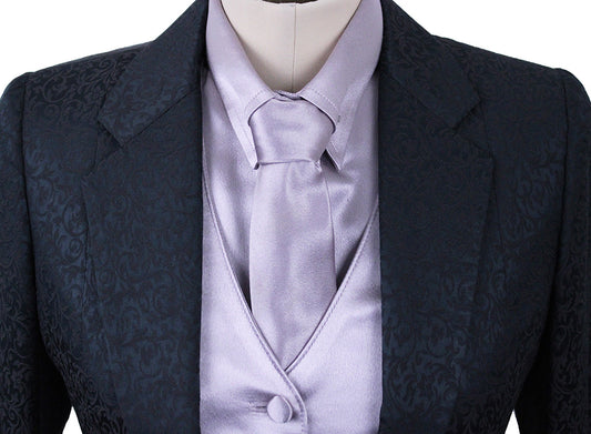 Day Coat Show Season Black and Mauve Paisley Brocade