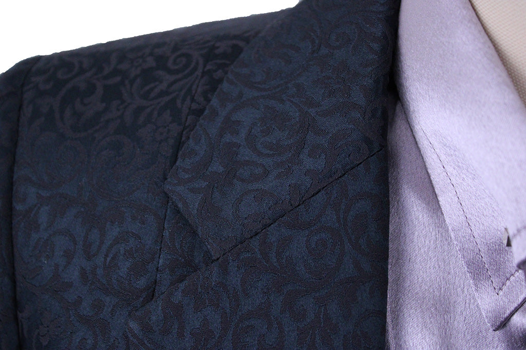 Day Coat Show Season Black and Mauve Paisley Brocade