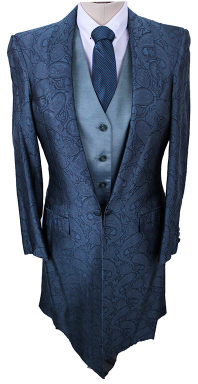 Day Coat DeRegnaucourt Teal and Emerald Paisley Brocade