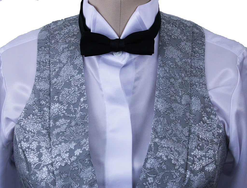 Formal Vest Becker Brothers Silver with Black Floral Brocade