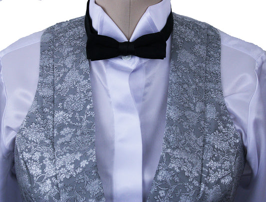 Formal Vest Becker Brothers Silver with Black Floral Brocade