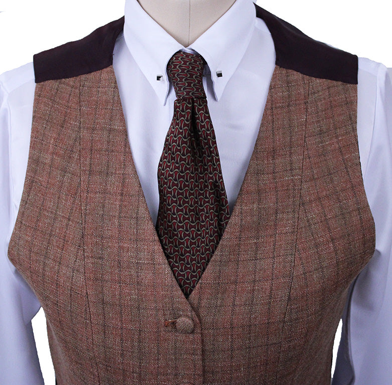 Vest Chavez Rust with Maroon Windowpane