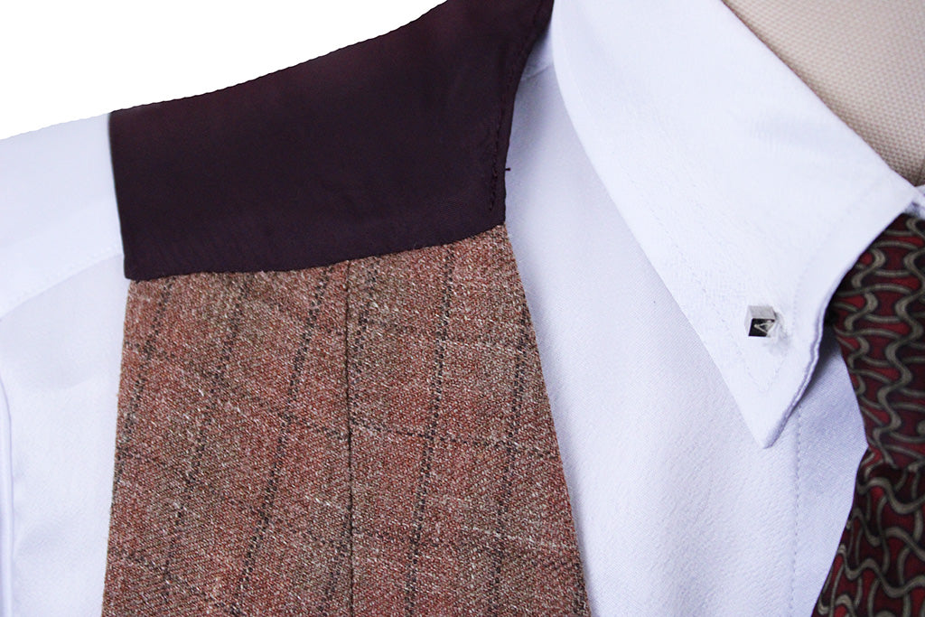 Vest Chavez Rust with Maroon Windowpane
