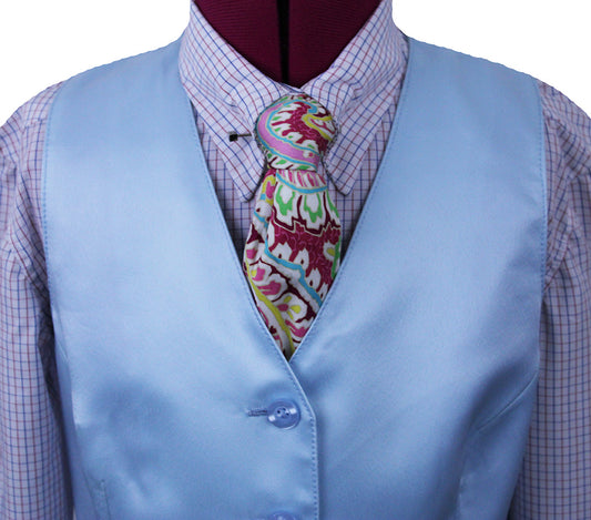 Vest Issued By Ellie May Light Blue Satin