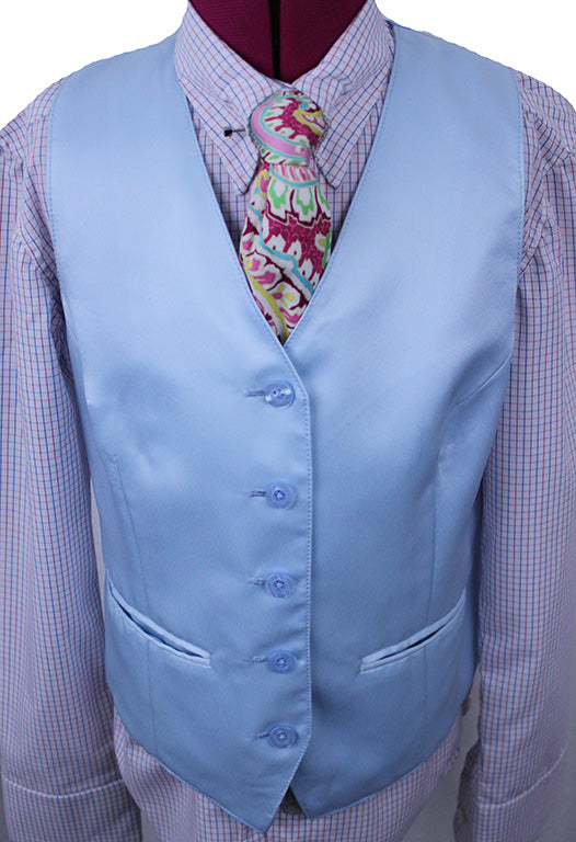 Vest Issued By Ellie May Light Blue Satin