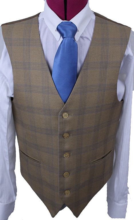 Vest Marsha DeArriaga Gold with Blue Glenplaid