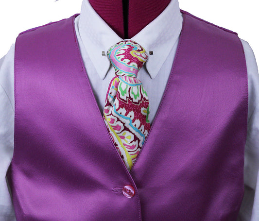 Vest Issued By Ellie May Magenta Satin