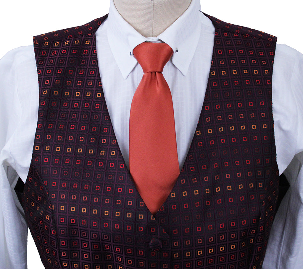 Vest Sterling Wine with Square Brocade