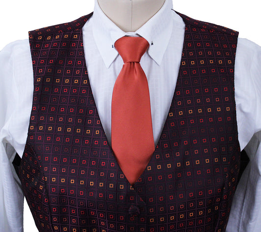 Vest Sterling Wine with Square Brocade