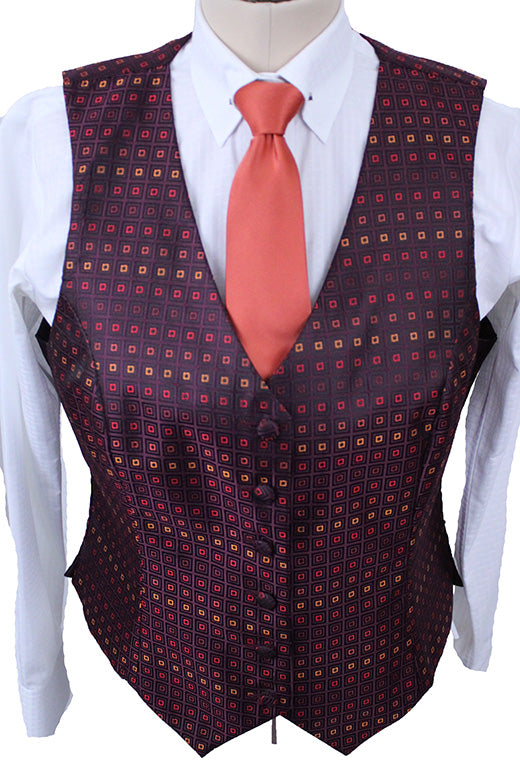 Vest Sterling Wine with Square Brocade