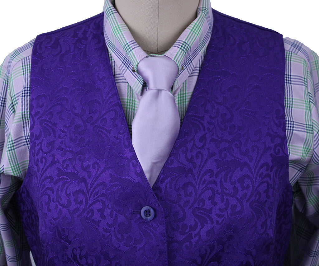 Vest Issued By Ellie May Purple Paisley Brocade