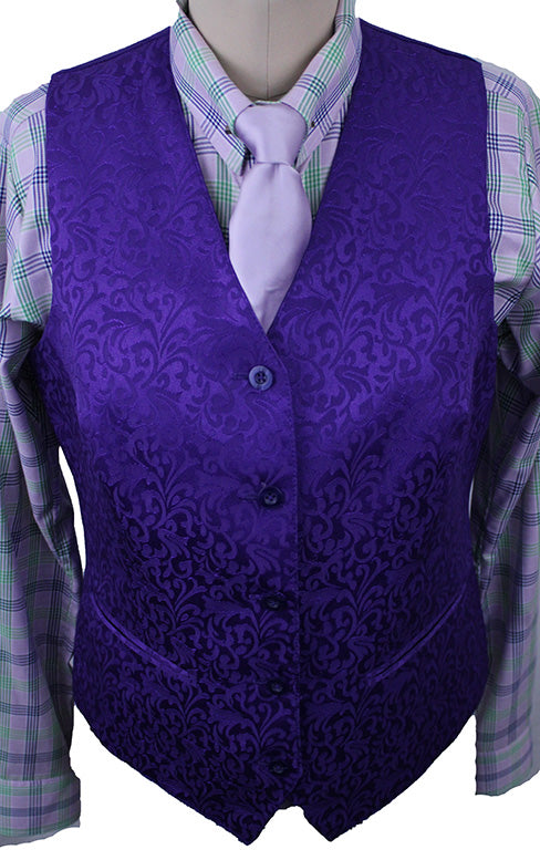 Vest Issued By Ellie May Purple Paisley Brocade