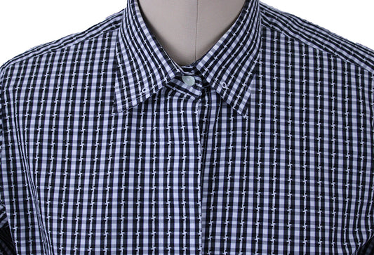 Shirt Issued By Ellie May White and Black Gingham