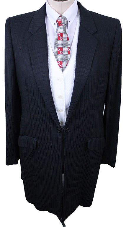 Day Suit Becker Brothers Black Shadow Stripe Sheen