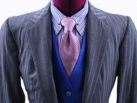 Day Suit Becker Brothers SIlver Shadow and White Pinstripe