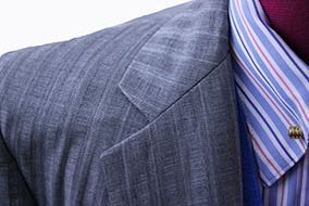 Day Suit Becker Brothers SIlver Shadow and White Pinstripe