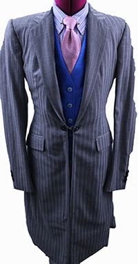 Day Suit Becker Brothers SIlver Shadow and White Pinstripe