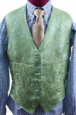 Vest Custom Lime and Gold Brocade