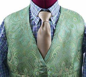 Vest Custom Lime and Gold Brocade