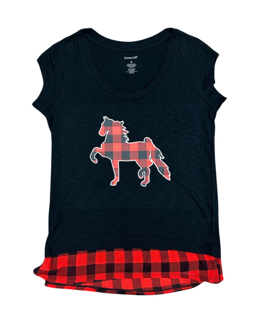 Horse Buffalo Plaid Cap Sleeve