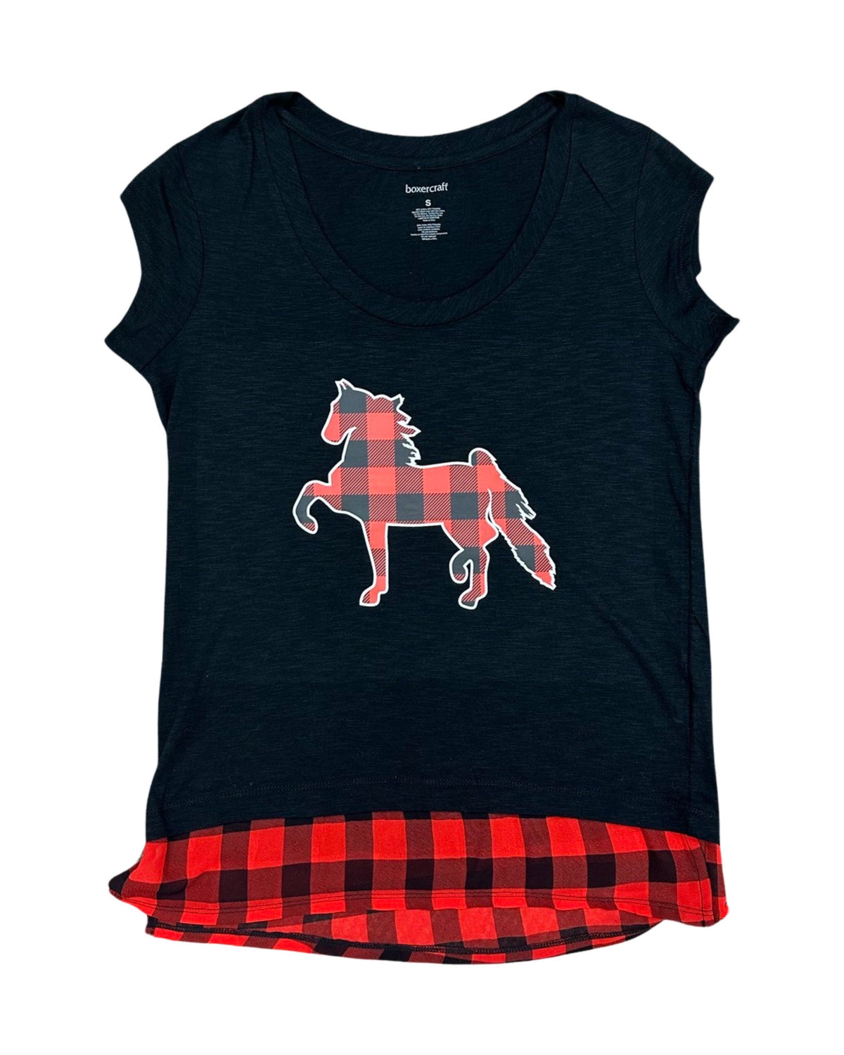 Horse Buffalo Plaid Cap Sleeve