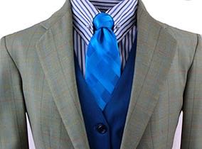 Day Suit Carl Meyers Golden Tan with Gold, Light Blue and Orange Windowpane
