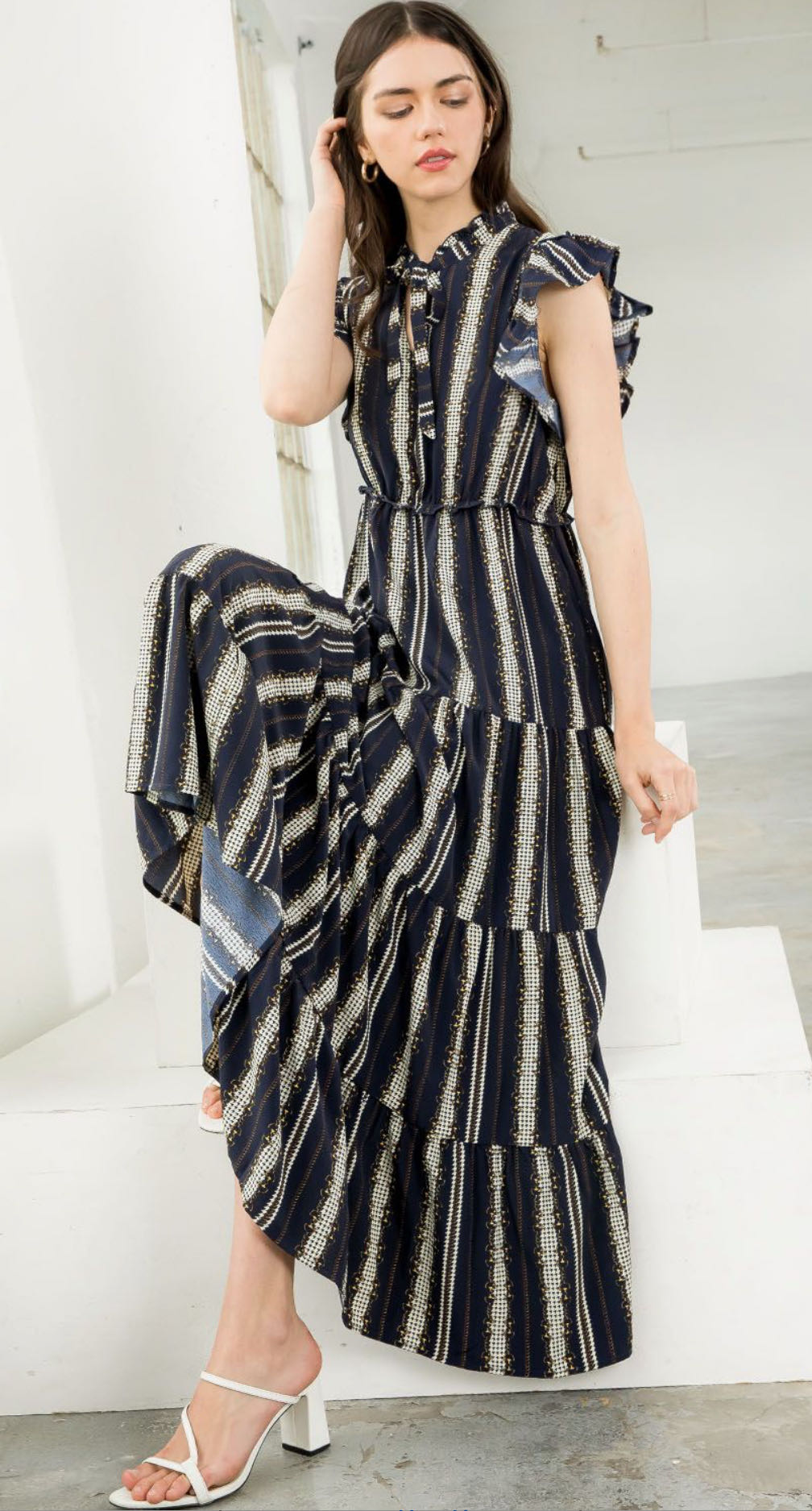 Navy Snaffle Bit and Chain Dress