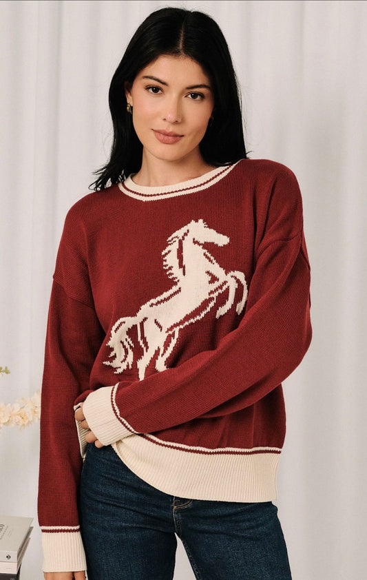 Cranberry Horse Sweater