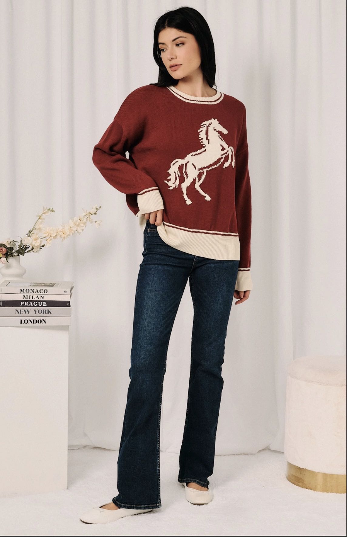 Cranberry Horse Sweater