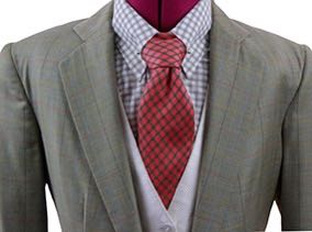 Day Suit Carl Meyers Tan with Coral/Blue/Yellow Windowpane