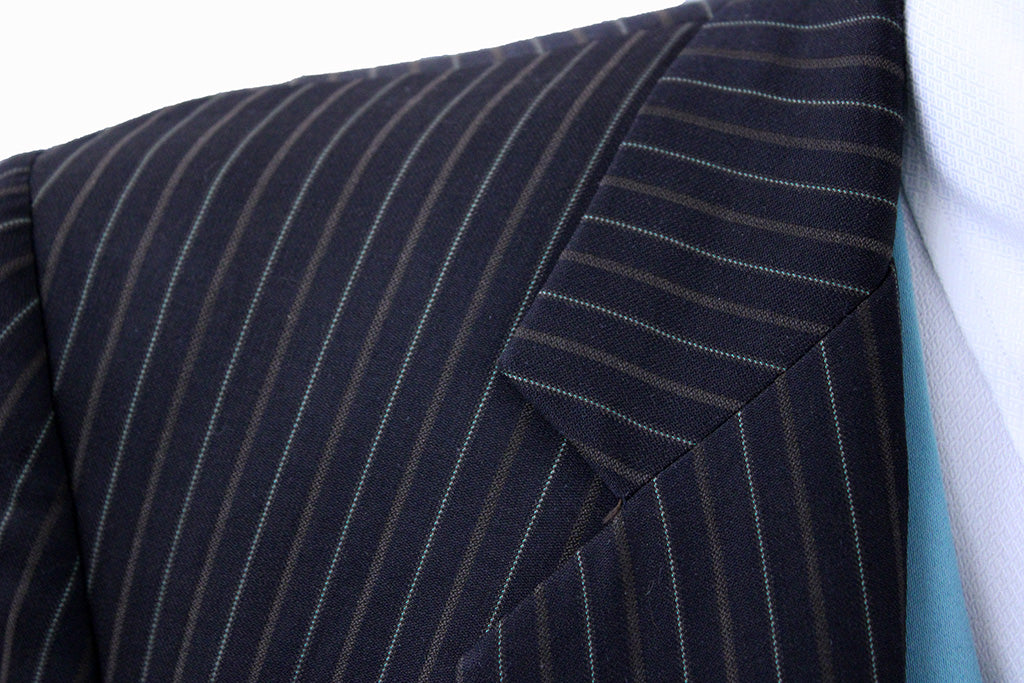 Day Suit Becker Brothers Chocolate with Lime and Brown Pinstripe