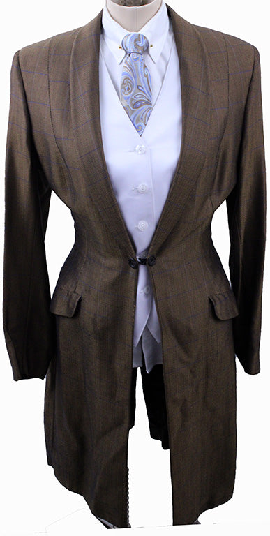 Day Coat LeCheval Bronze Herringbone with Blue Windowpane