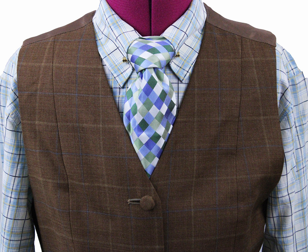 Vest Chavez Bronze with Blue and Gold Windowpane