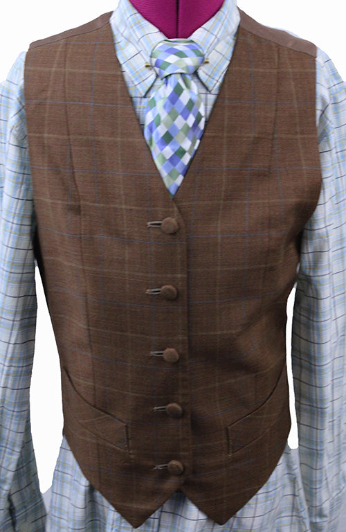 Vest Chavez Bronze with Blue and Gold Windowpane