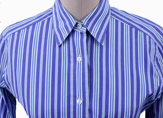 Shirt Becker Brothers Light Blue and Aqua and White Stripe