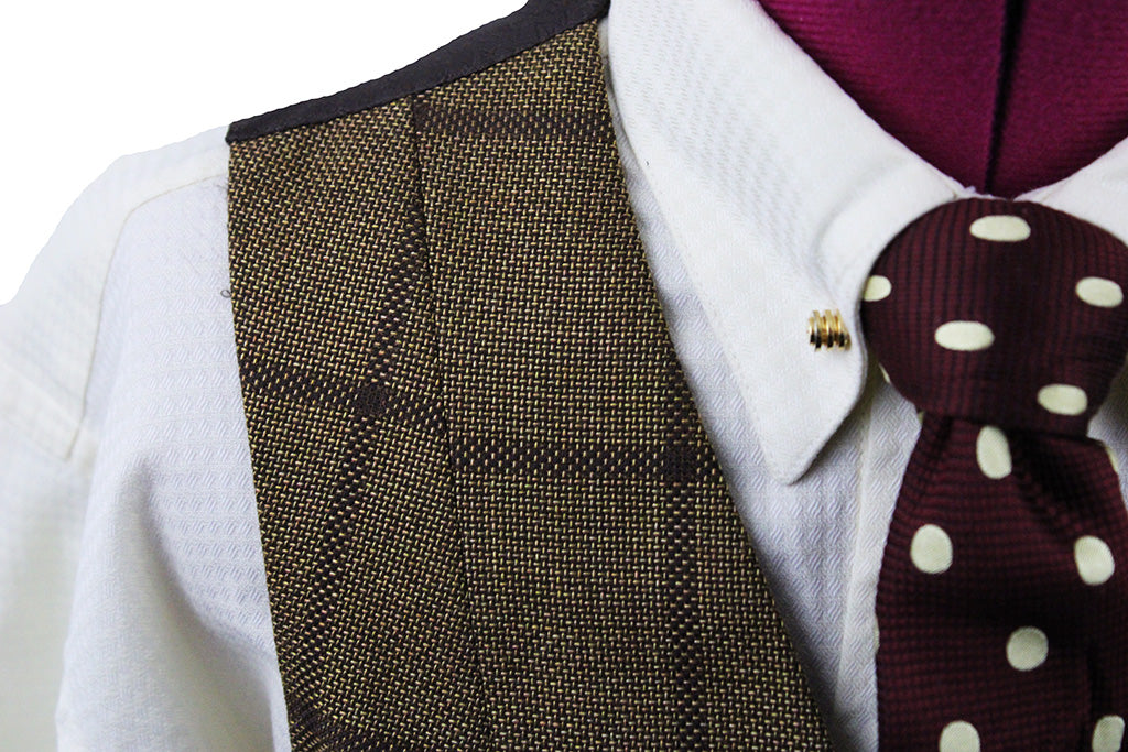 Vest Chavez Gold and Brown Windowpane